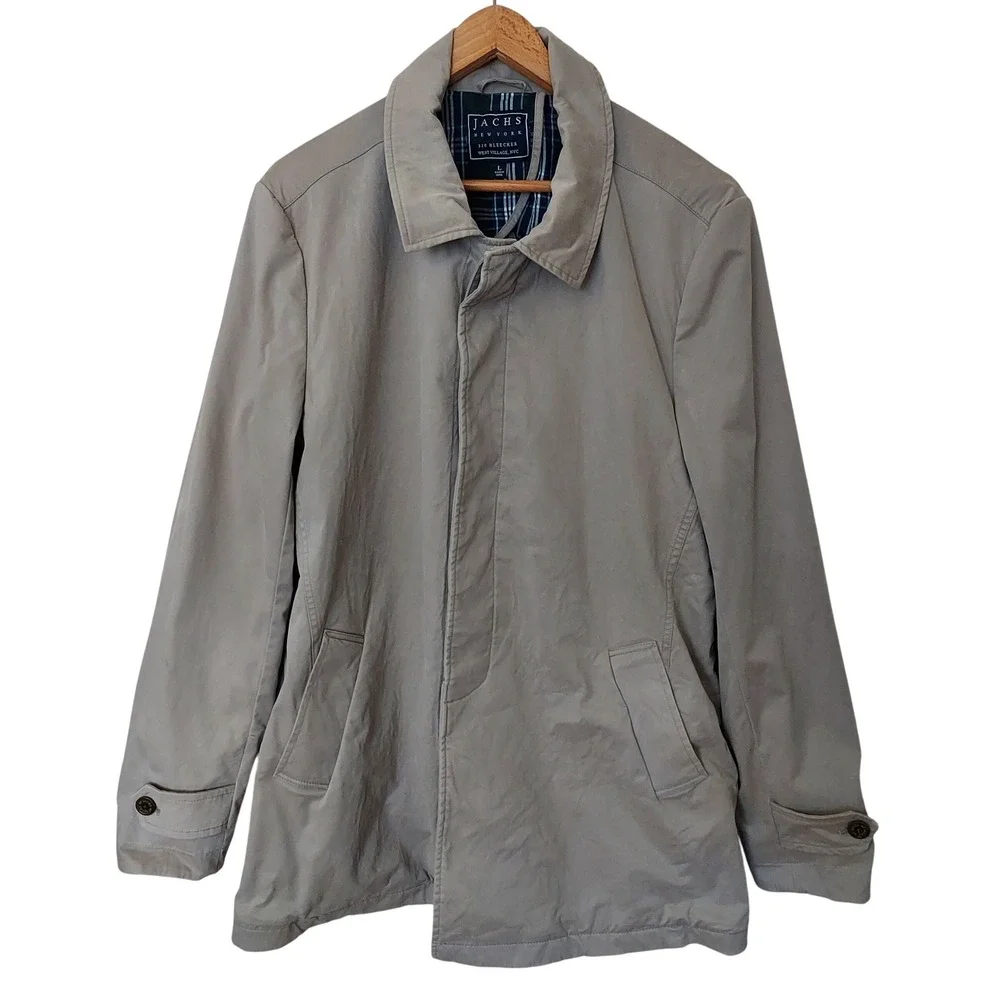 JACHS NEW YORK Mens‎ Tan Lightweight Button Front Trench Coat Jacket L